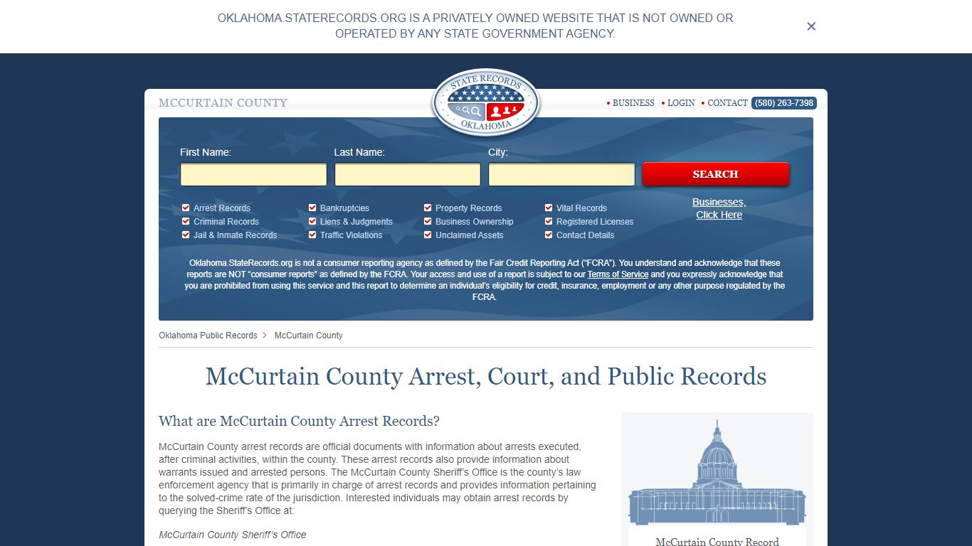 McCurtain County Arrest, Court, and Public Records